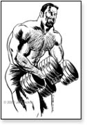bodybuilder hefting heavy dumbells