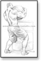 A shirtless strongman lifts an Atlas stone