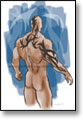 back view of naked tattoed muscleman 