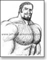 huge hairy chested muscleman with big smile