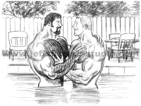 John and Carl in swimming pool