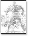 Giant  #1 lies under the truck thrown by Giant #2 an dgathers his strength.