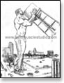 Giant drinking from water tower