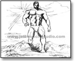 Giant strolls over mountain range