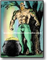 Muscular tattooed leprechaun guards gold