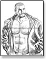 Muscular Hispanic guy in open leather jacket