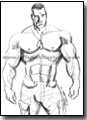 shirtless muscleman in cammo shorts