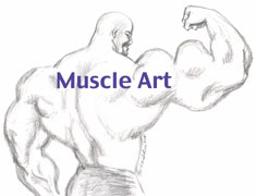 big muscleman with arm flexed as Muscleart icon
