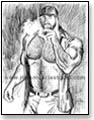 Muscled bearish man smoking cigar