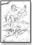 Beefcake airplane nose art of  a muscled sky god hurling lightening bolts