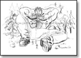 Paul Bunyan shirtless and relaxing