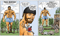 Paul Bunyan and lumberjacks at outdoors gym