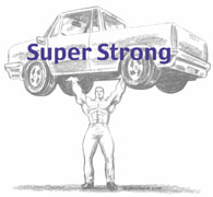 strongman lifting car overhead as Super Strong icon