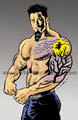 Muscled Goth guy with spooky tats