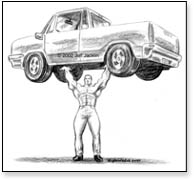 Stringman lifting truck overhead